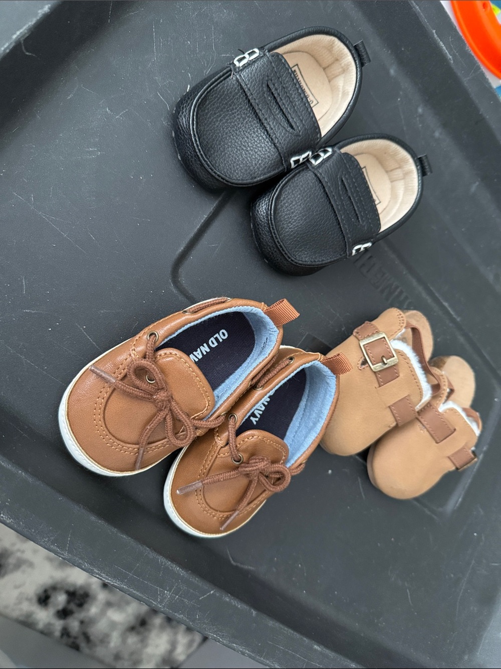 Old Navy Black and Brown Toddler Shoe Bundle - Moccasins & Loafers